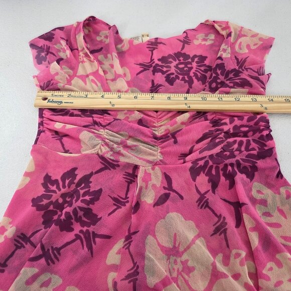 Sweet Pea Stacy Frati Womens Y2K Babydoll Pink Mesh Top Size S Sweetheart Fairy - Picture 6 of 8
